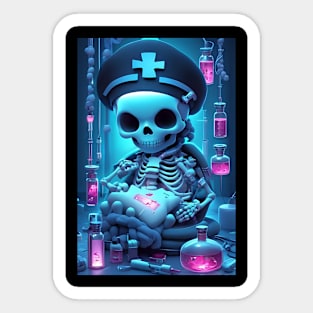 Cute Kawaii doctor skeleton Sticker